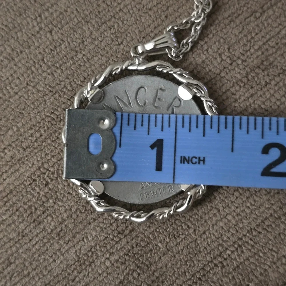 Vintage Cancer Zodiac Pendant Necklace Anson Pewter Silver Tone 24